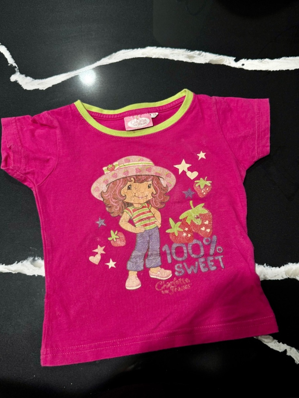 Girls' Vintage Strawberry Shortcake Fuchsia Graphic Tee - 100% Sweet